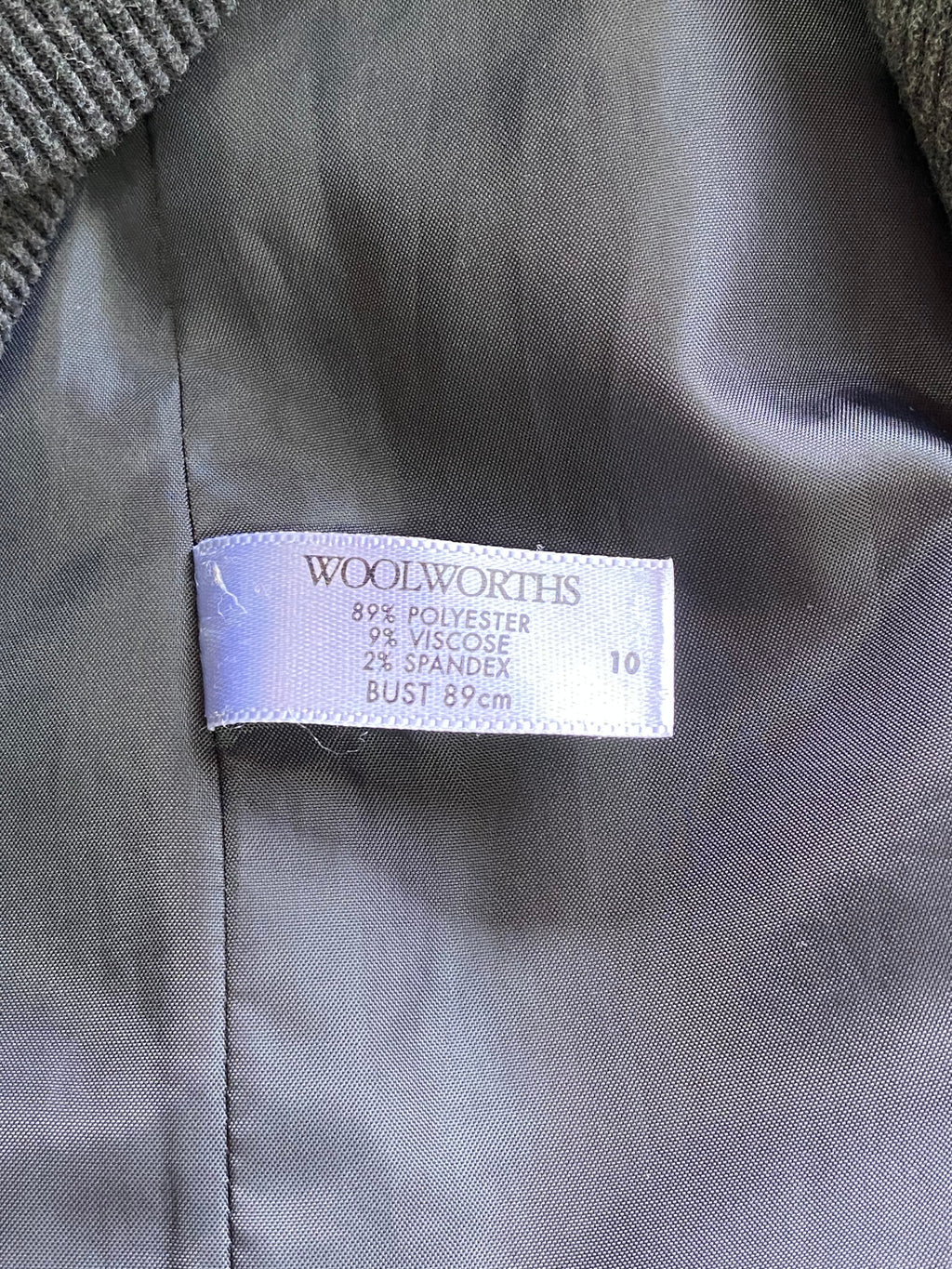 Woolworths Charcoal Military-Style Double-Breasted Jacket — care