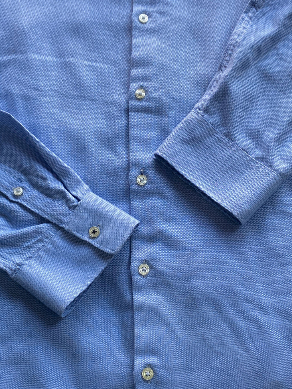 Zara Light Blue Slim-Fit Textured Shirt — detail