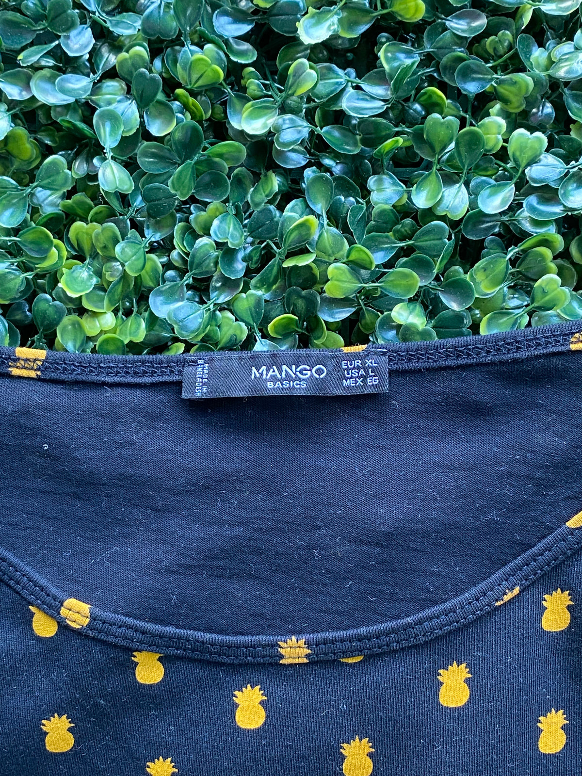 Mango Navy Pineapple Print T-Shirt — brand
