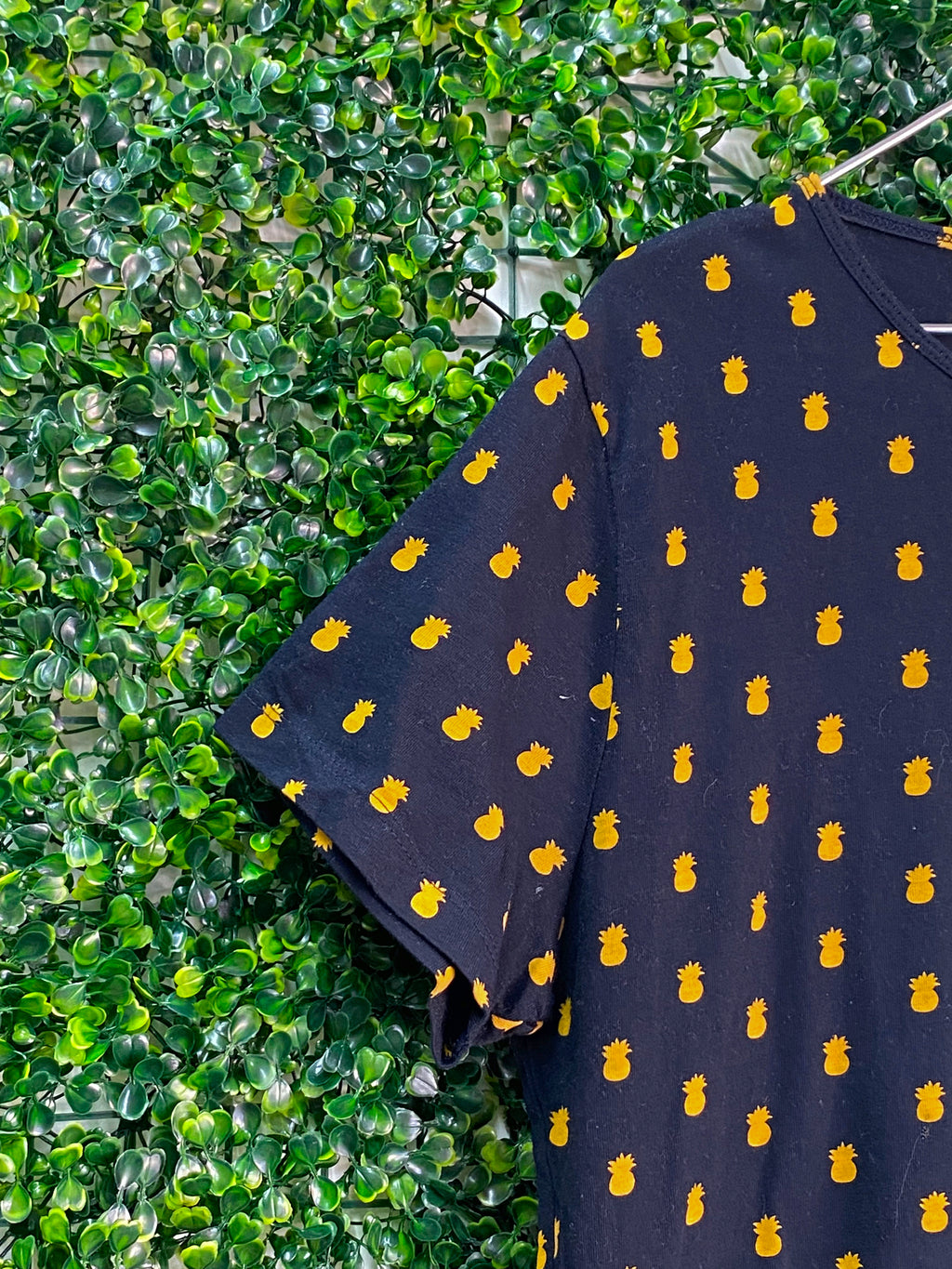 Mango Navy Pineapple Print T-Shirt — detail