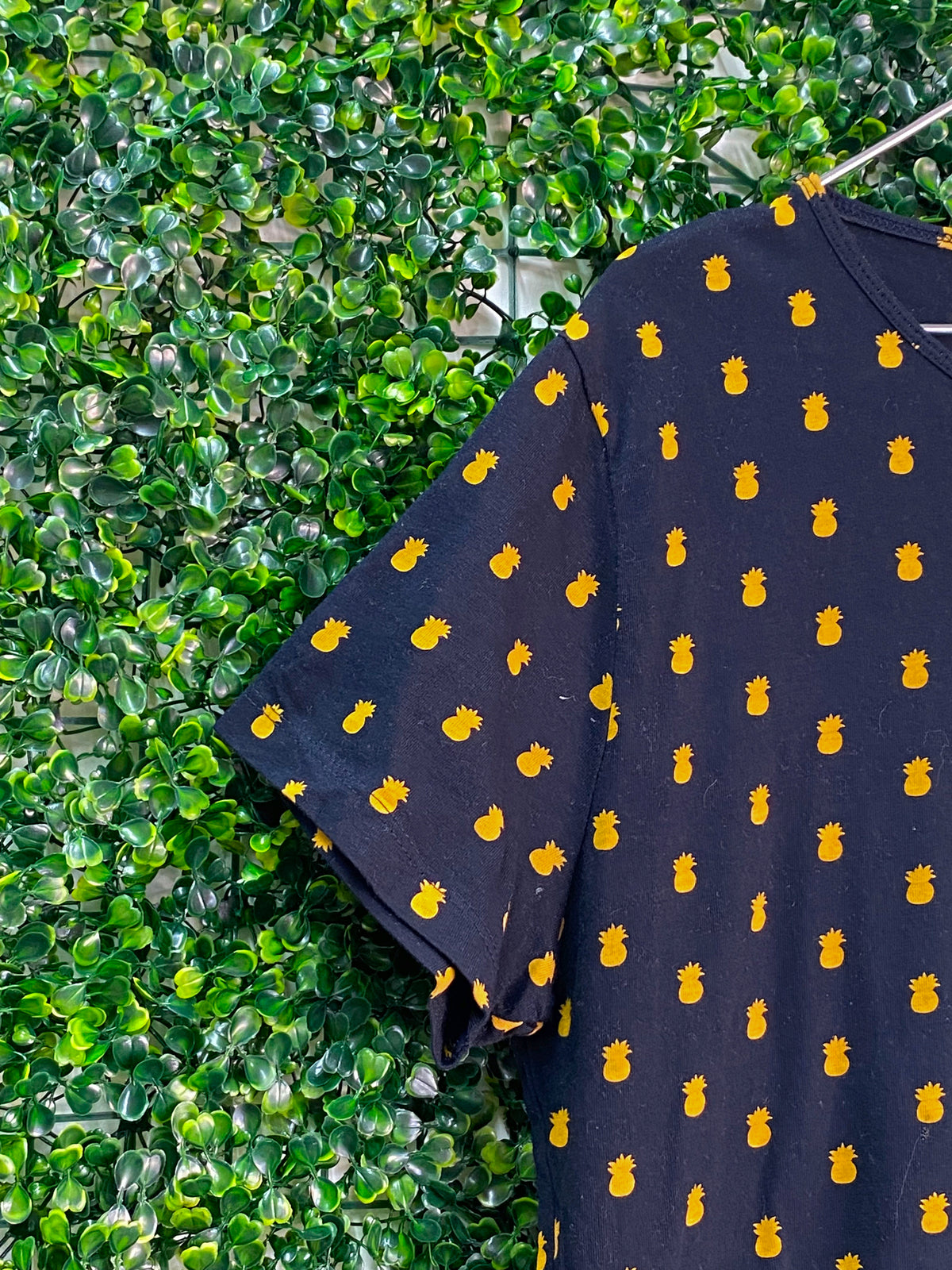 Mango Navy Pineapple Print T-Shirt — detail