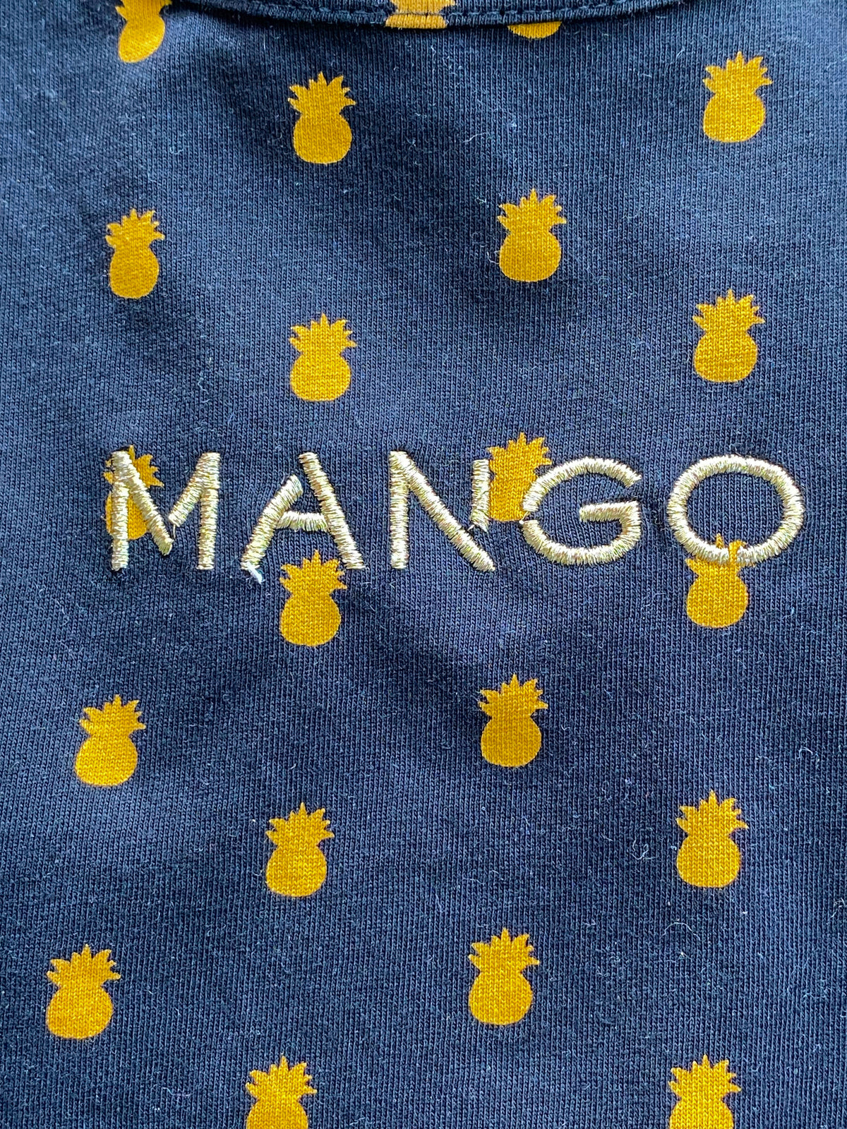 Mango Navy Pineapple Print T-Shirt — detail