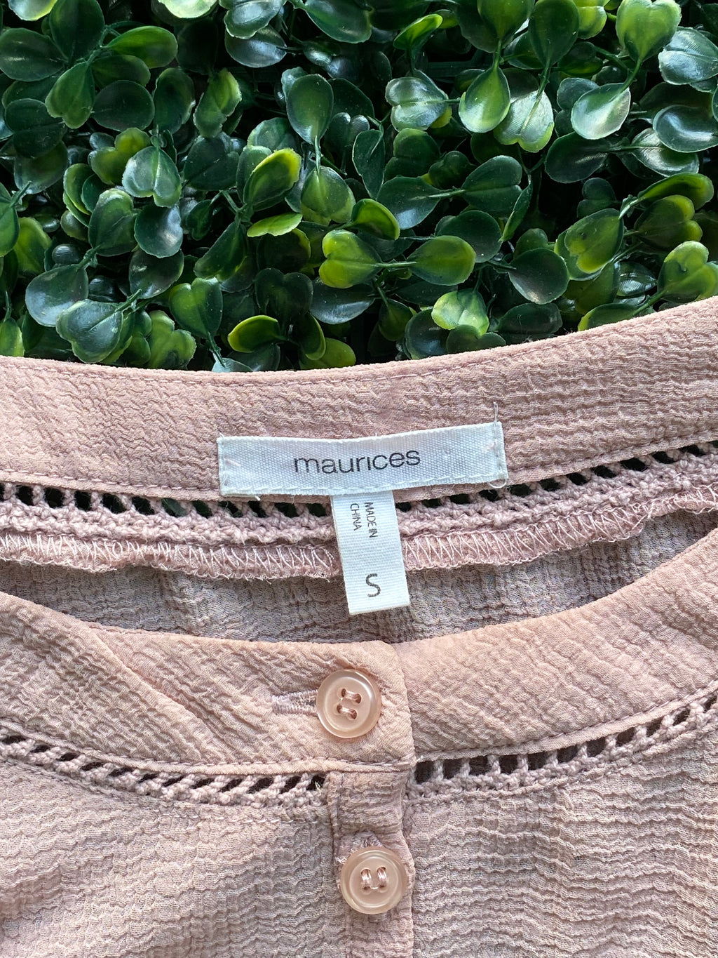 Maurices Dusty Blush Textured Balloon-Sleeve Blouse — brand