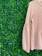 Maurices Dusty Blush Textured Balloon-Sleeve Blouse — detail