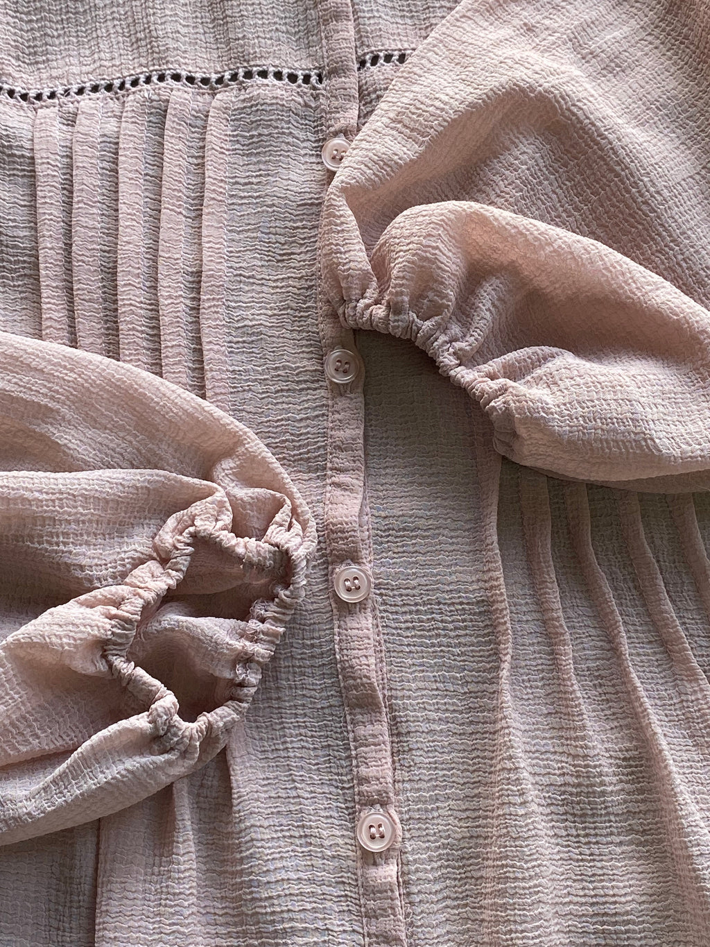 Maurices Dusty Blush Textured Balloon-Sleeve Blouse — detail