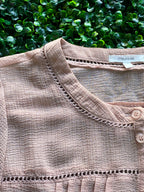 Maurices Dusty Blush Textured Balloon-Sleeve Blouse — detail