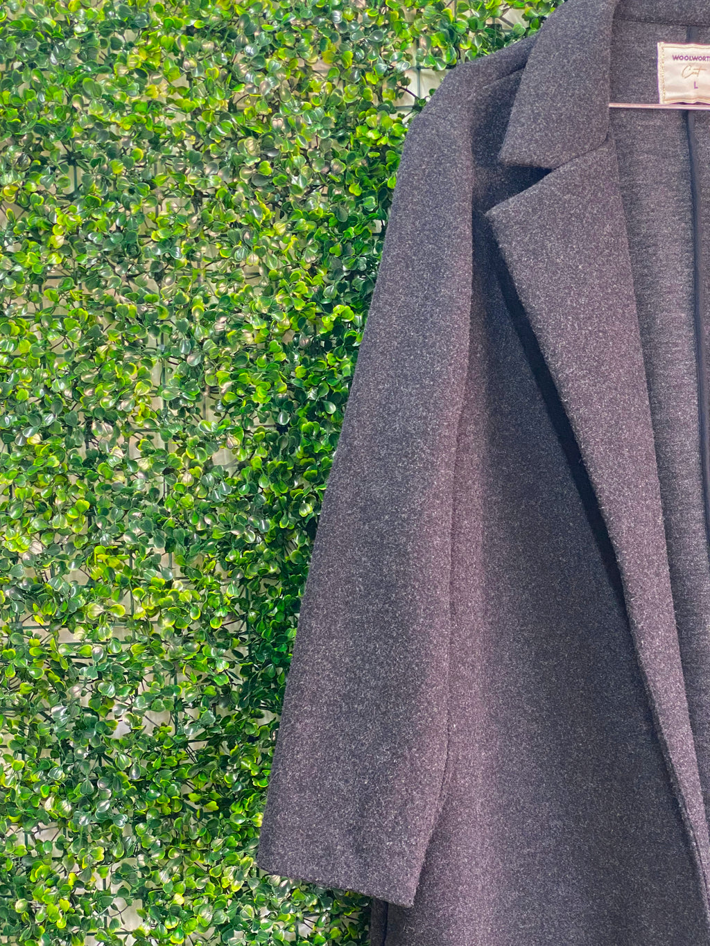 Woolworths Charcoal Longline Open Coat — detail