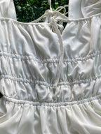 Y&G Foschini Ivory Puff-Sleeve Tiered Mini Dress — detail