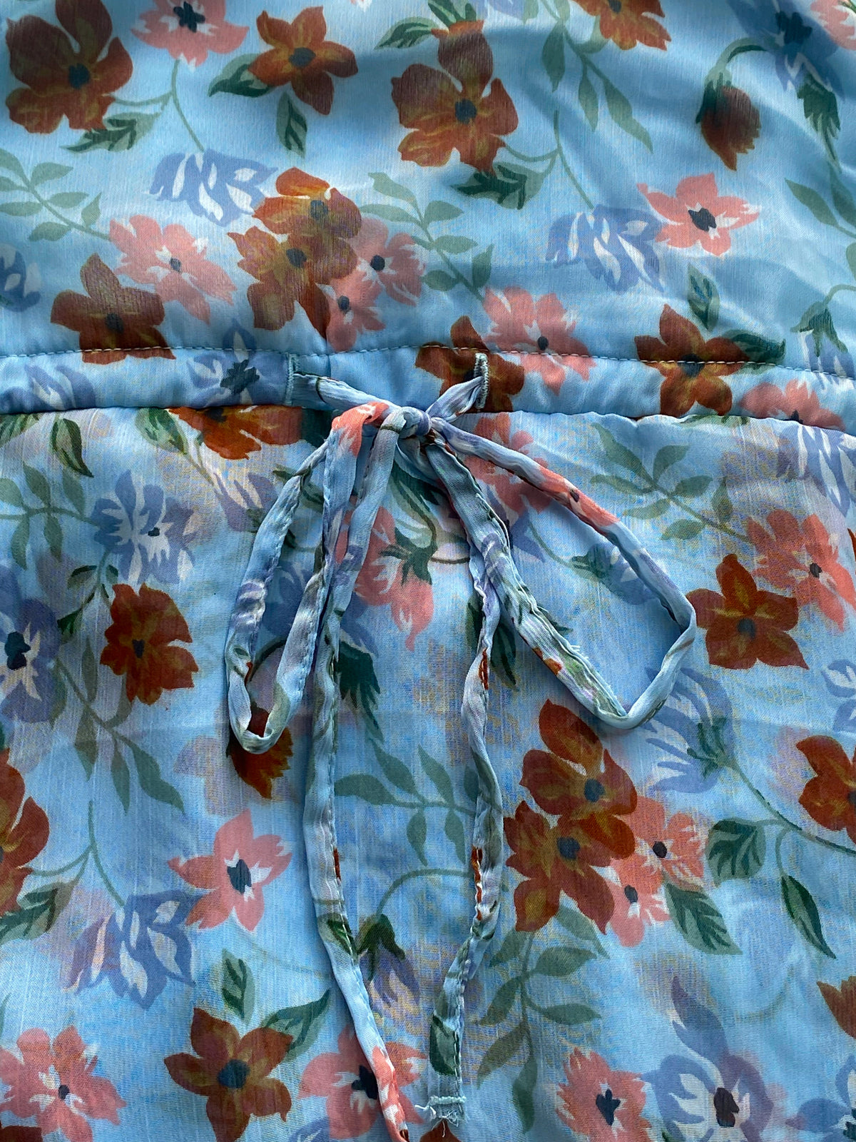 JDY Pale Blue Floral Layered Mini Dress — detail