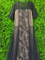 Black Sheer Overlay Evening Dress