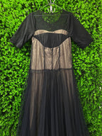 Black Sheer Overlay Evening Dress
