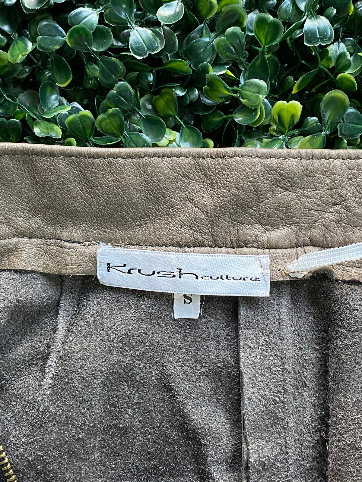 Krush Couture Taupe Faux-Leather Panel Mini Skirt — brand