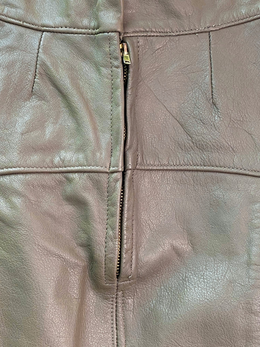 Krush Couture Taupe Faux-Leather Panel Mini Skirt — detail