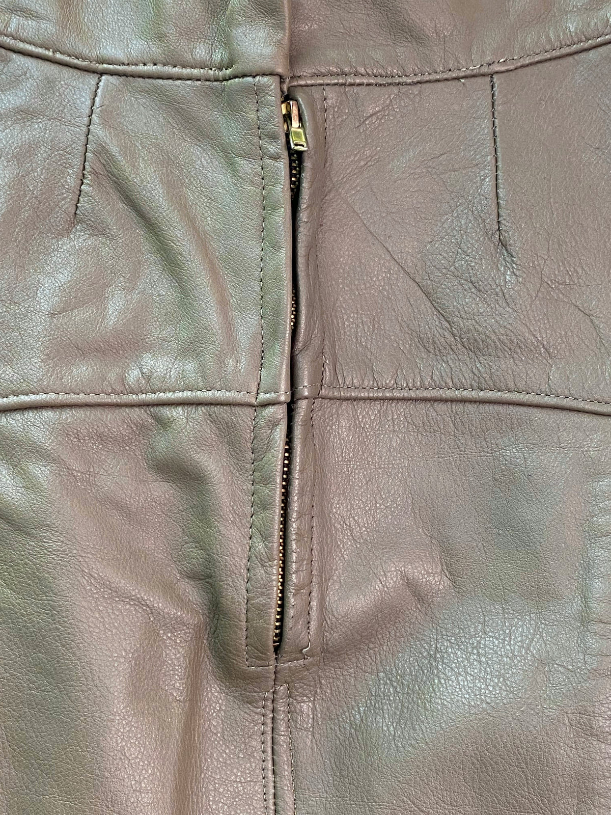 Krush Couture Taupe Faux-Leather Panel Mini Skirt — detail