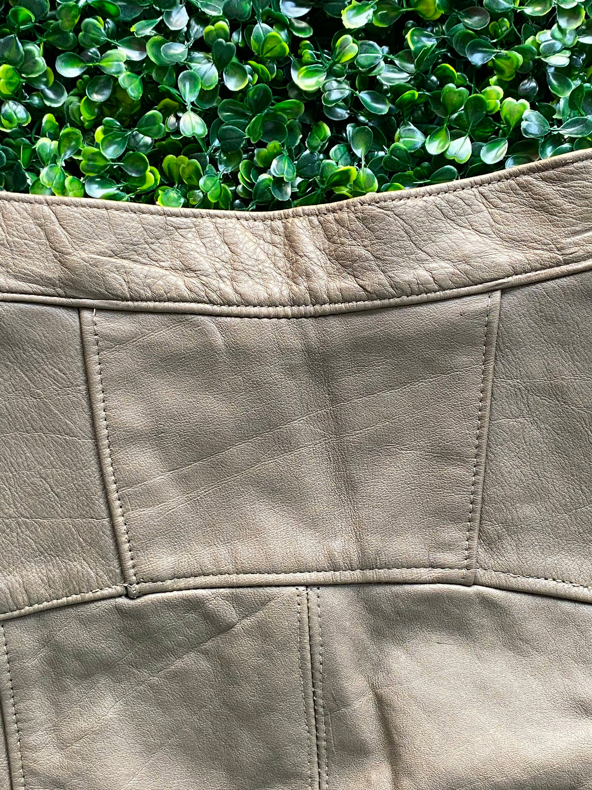 Krush Couture Taupe Faux-Leather Panel Mini Skirt — detail