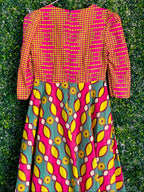 Sherelle Pink African Print Puff-Sleeve Maxi Dress — detail