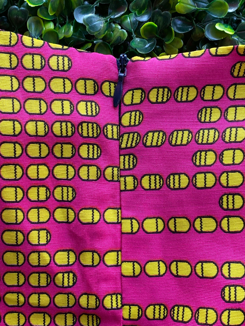 Sherelle Pink African Print Puff-Sleeve Maxi Dress — detail