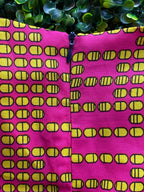 Sherelle Pink African Print Puff-Sleeve Maxi Dress — detail