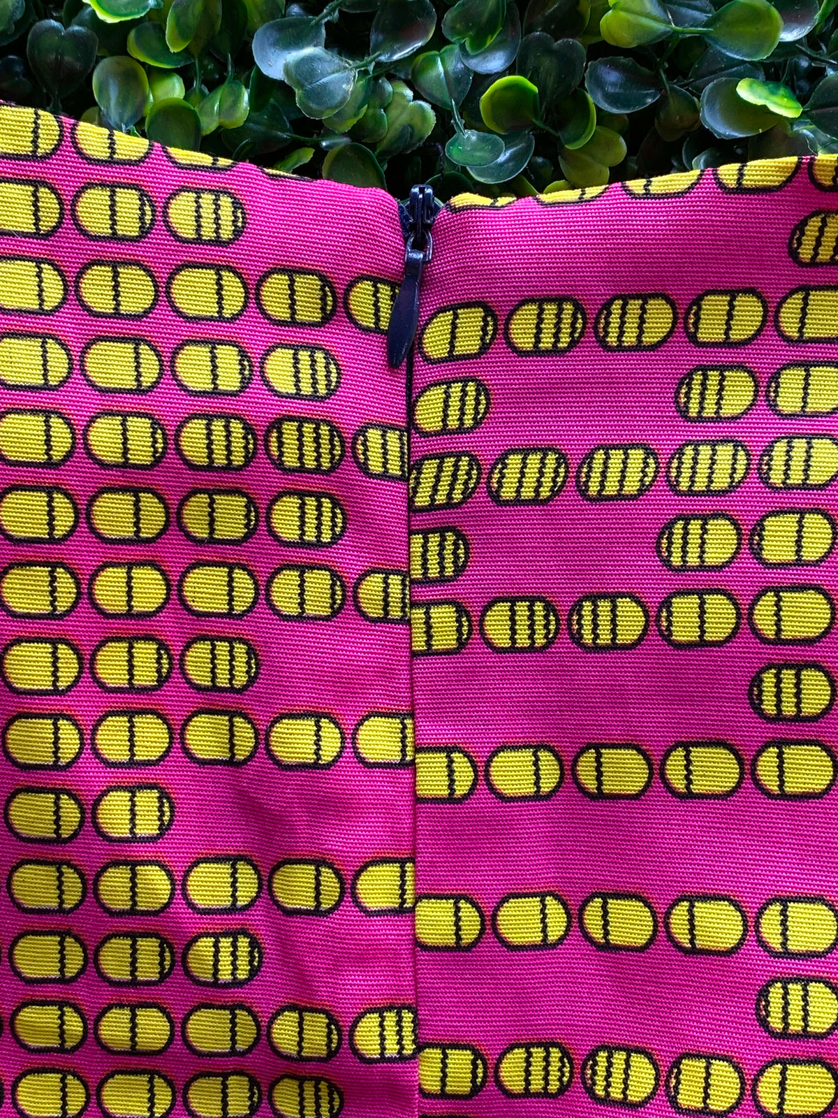 Sherelle Pink African Print Puff-Sleeve Maxi Dress — detail