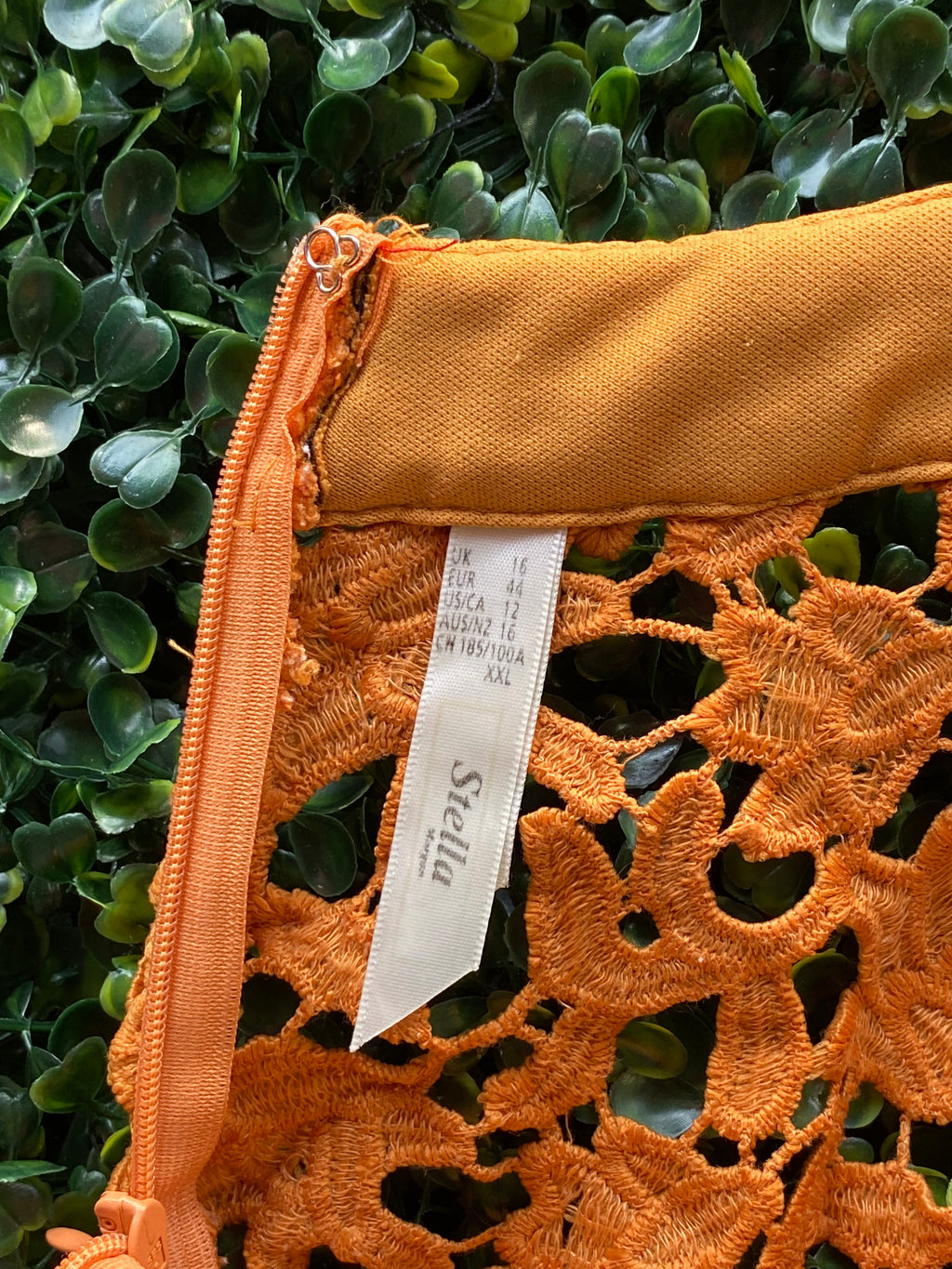 Stella Burnt Orange Crochet Lace High-Low Shirt — brand