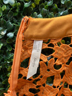 Stella Burnt Orange Crochet Lace High-Low Shirt — brand