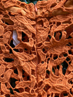 Stella Burnt Orange Crochet Lace High-Low Shirt — detail