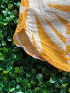 LCW Modest Mustard Leaf Print Shirt Dress — detail