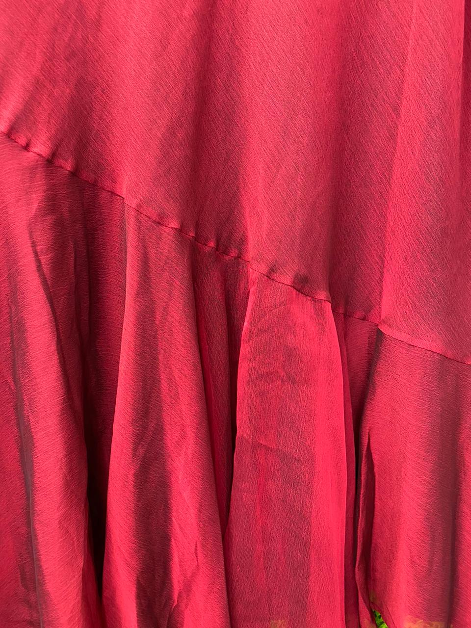 Merlot Asymmetric Frill Hem Skirt