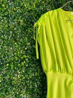 Fashion Wear Lime Ruched Maxi Dress — detail
