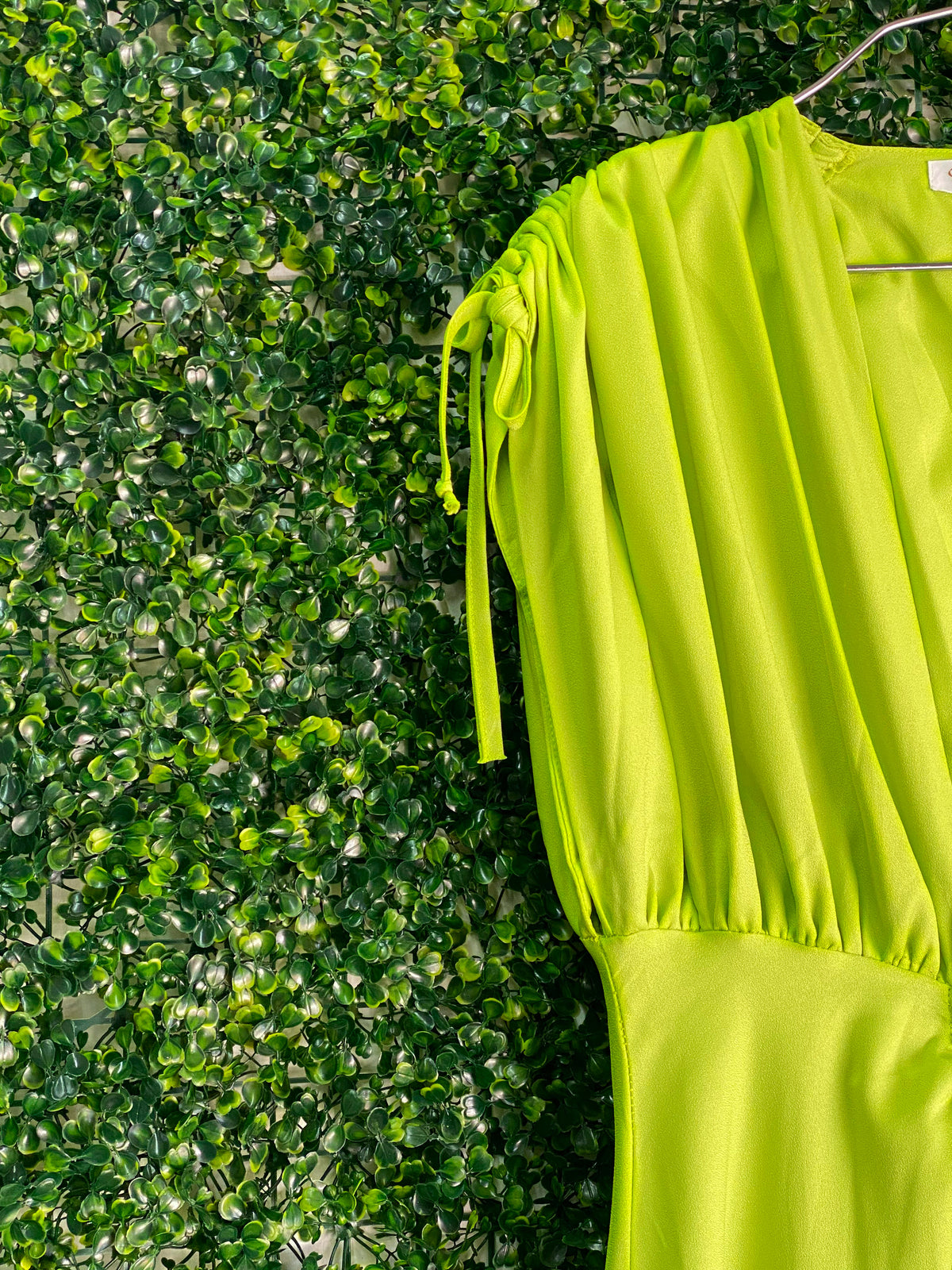 Fashion Wear Lime Ruched Maxi Dress — detail
