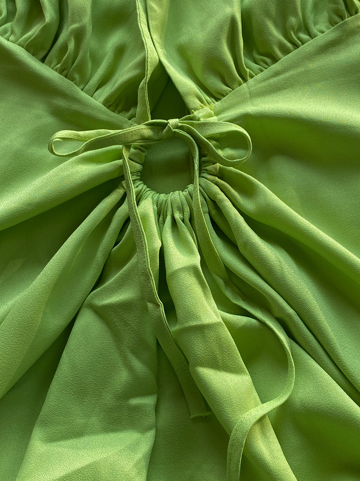 Fashion Wear Lime Ruched Maxi Dress — detail