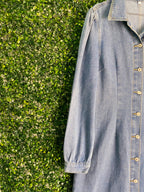 Jie Hang Finery Blue Denim Shirt Dress — detail