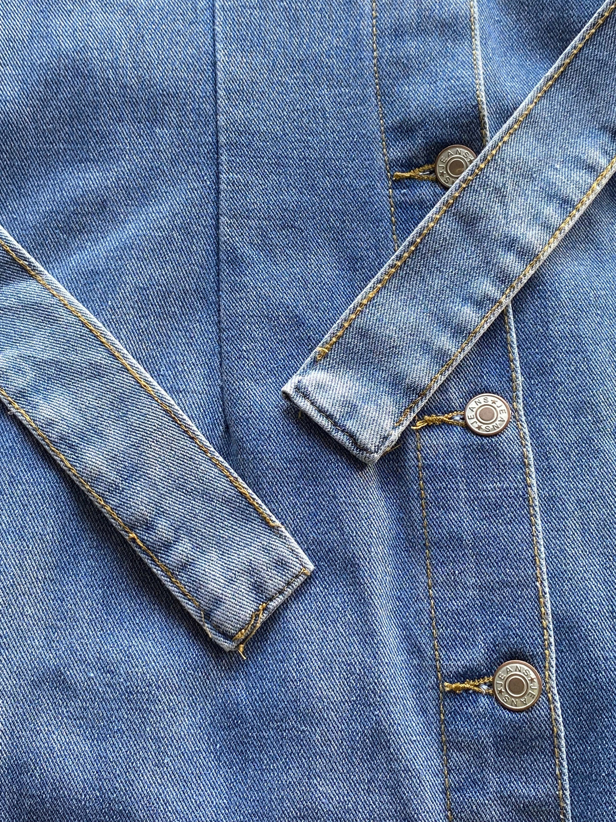 Jie Hang Finery Blue Denim Shirt Dress — detail