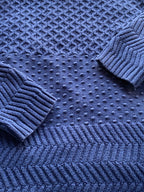 Navy Textured Knit Crew-Neck Jumper — detail
