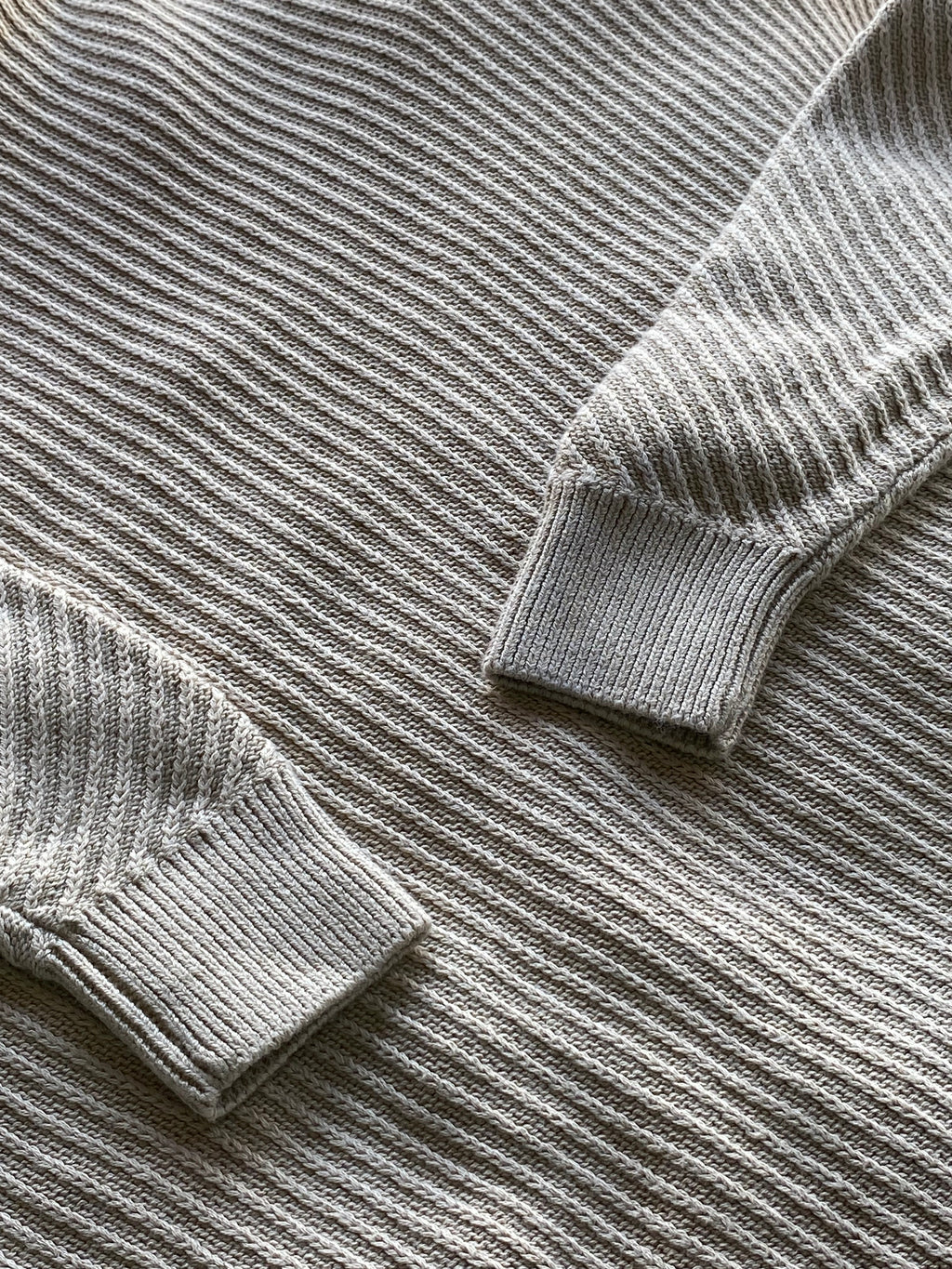 Zara Beige Diagonal-Knit Cotton Jumper — detail