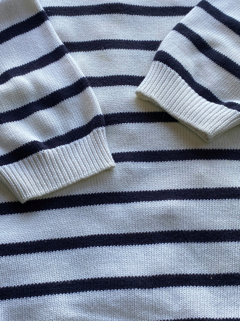 Mango Basics Cream & Navy Striped Cotton Jumper — detail