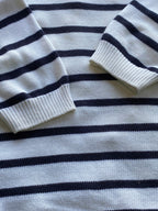 Mango Basics Cream & Navy Striped Cotton Jumper — detail