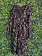 Sissy Boy Black & Gold Floral Lace Midi Dress — back