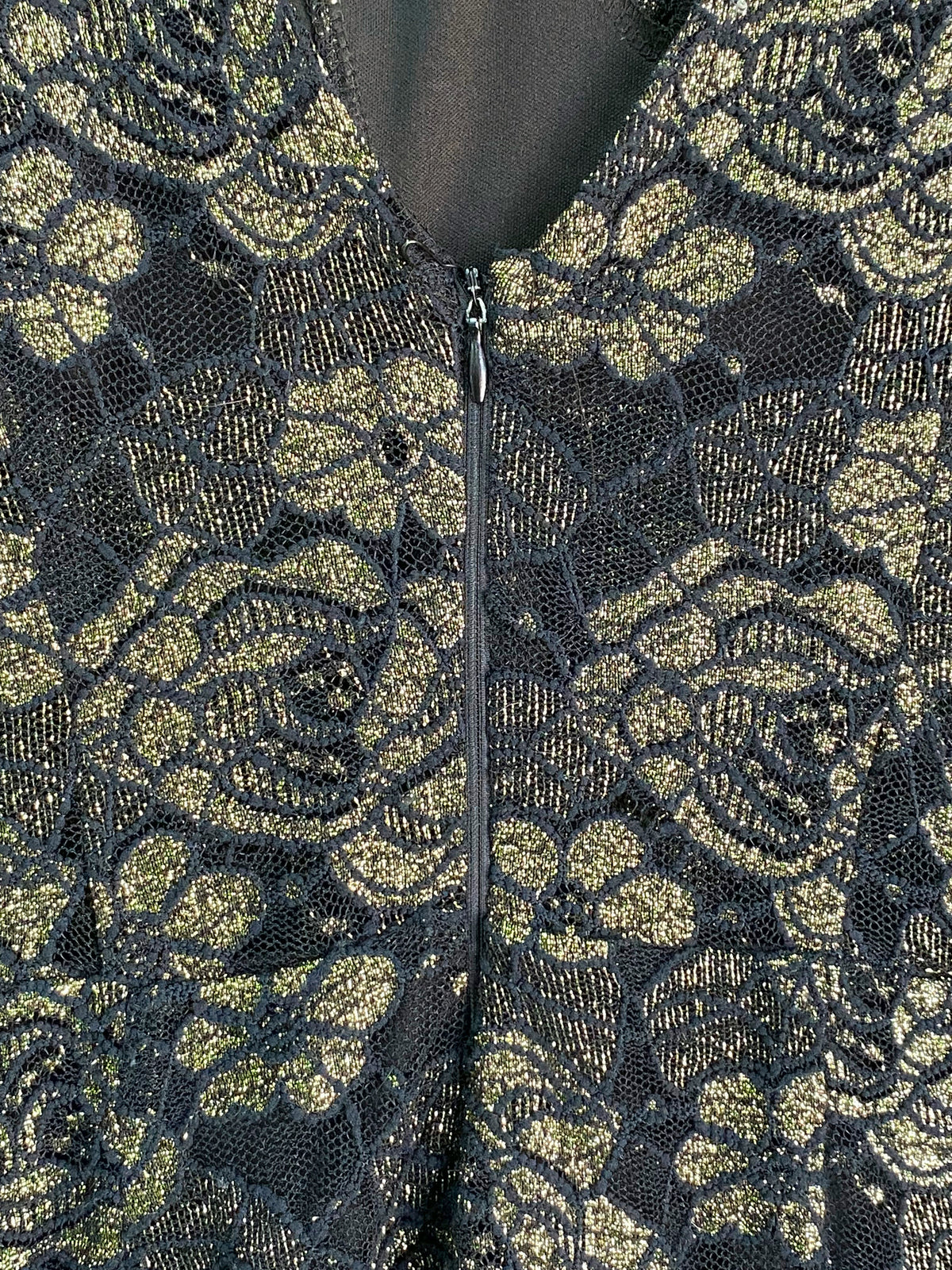 Sissy Boy Black & Gold Floral Lace Midi Dress — detail