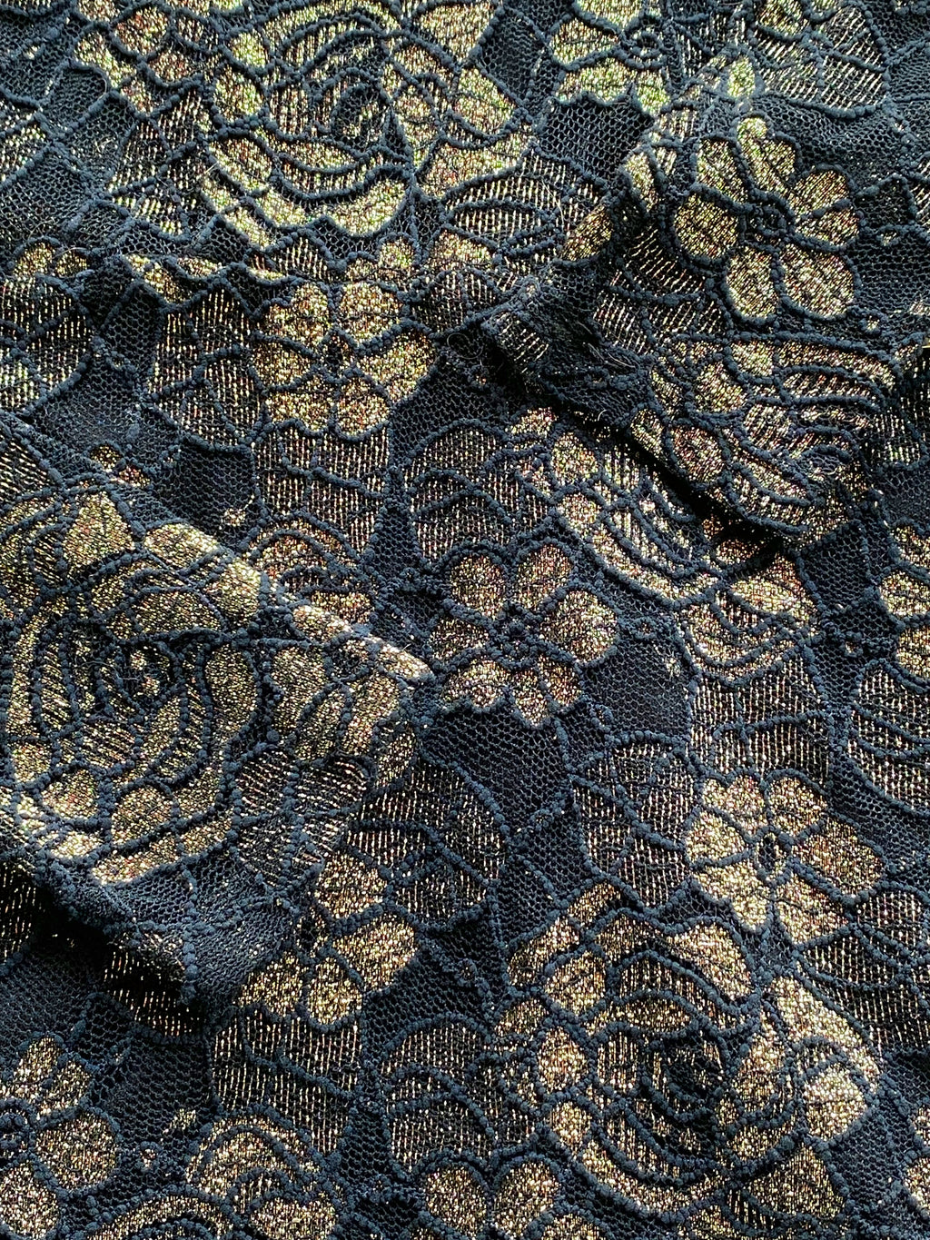 Sissy Boy Black & Gold Floral Lace Midi Dress — detail