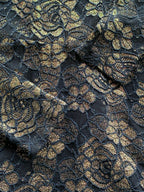 Sissy Boy Black & Gold Floral Lace Midi Dress — detail