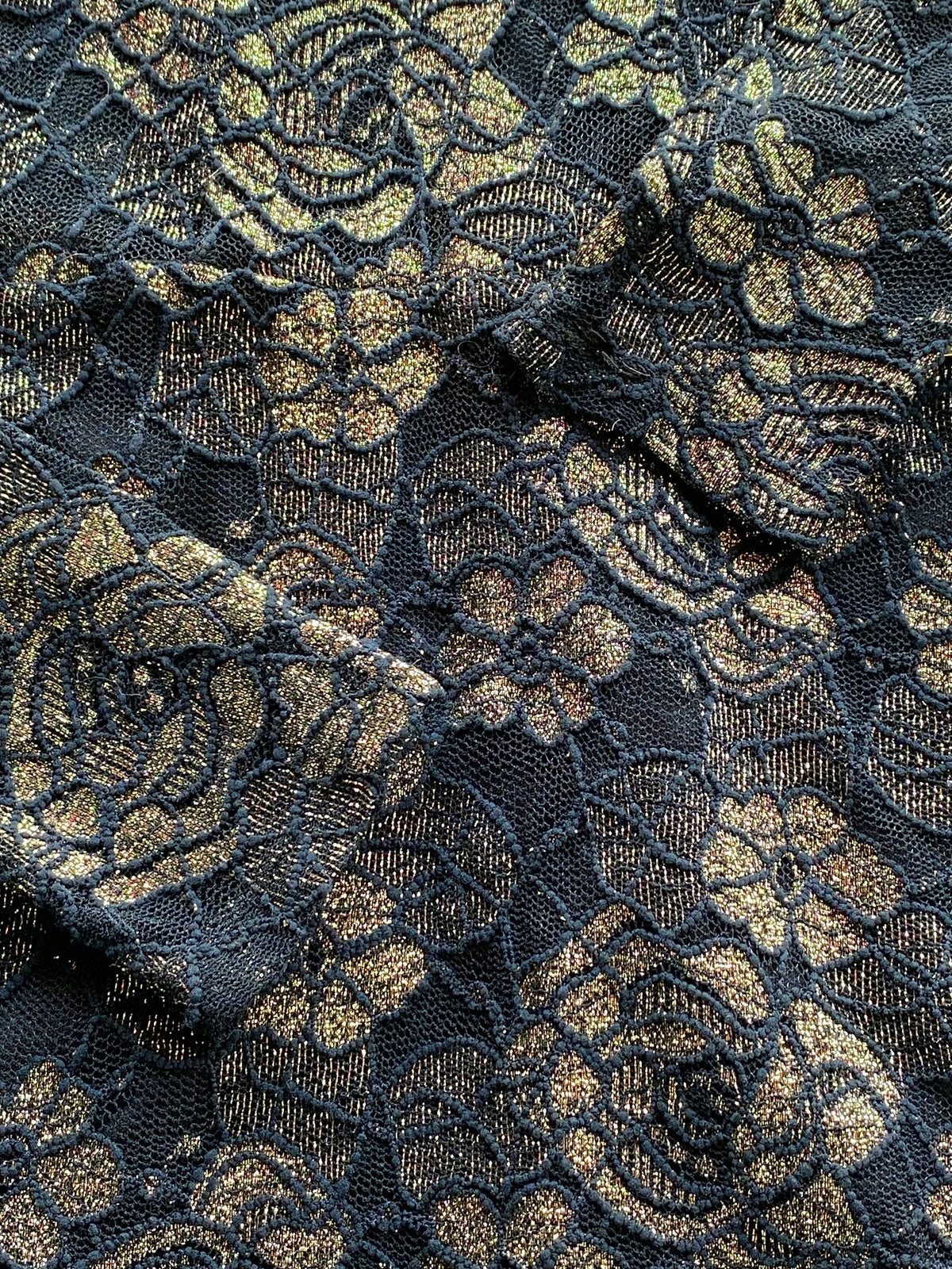 Sissy Boy Black & Gold Floral Lace Midi Dress — detail