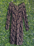 Sissy Boy Black & Gold Floral Lace Midi Dress — front