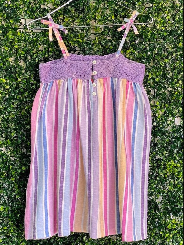 Cotton On Kids Pastel Stripe Crochet-Bodice Sundress — back