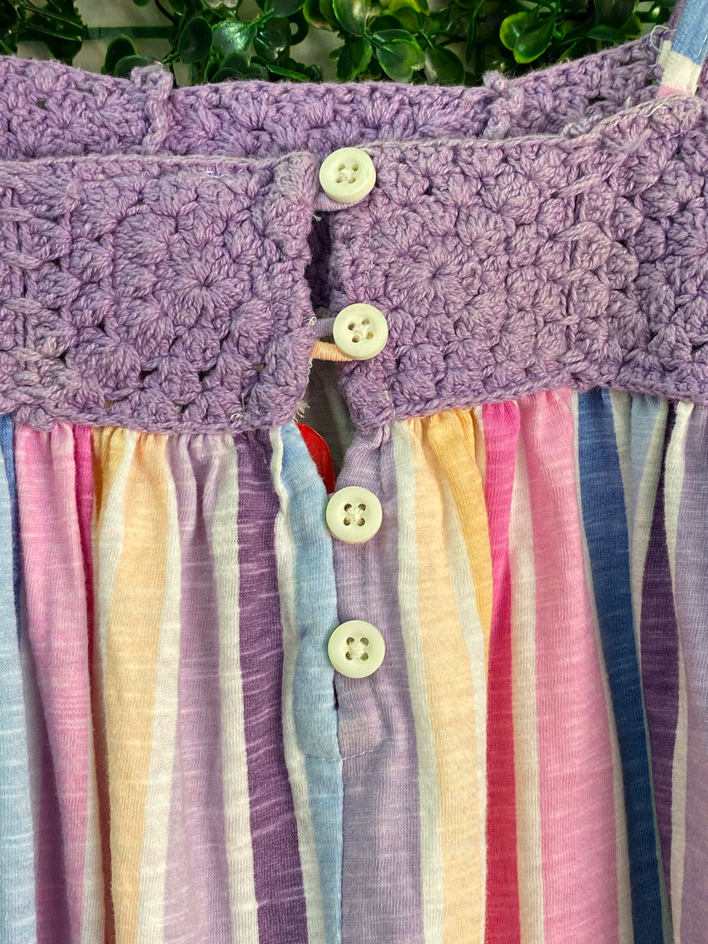 Cotton On Kids Pastel Stripe Crochet-Bodice Sundress — detail