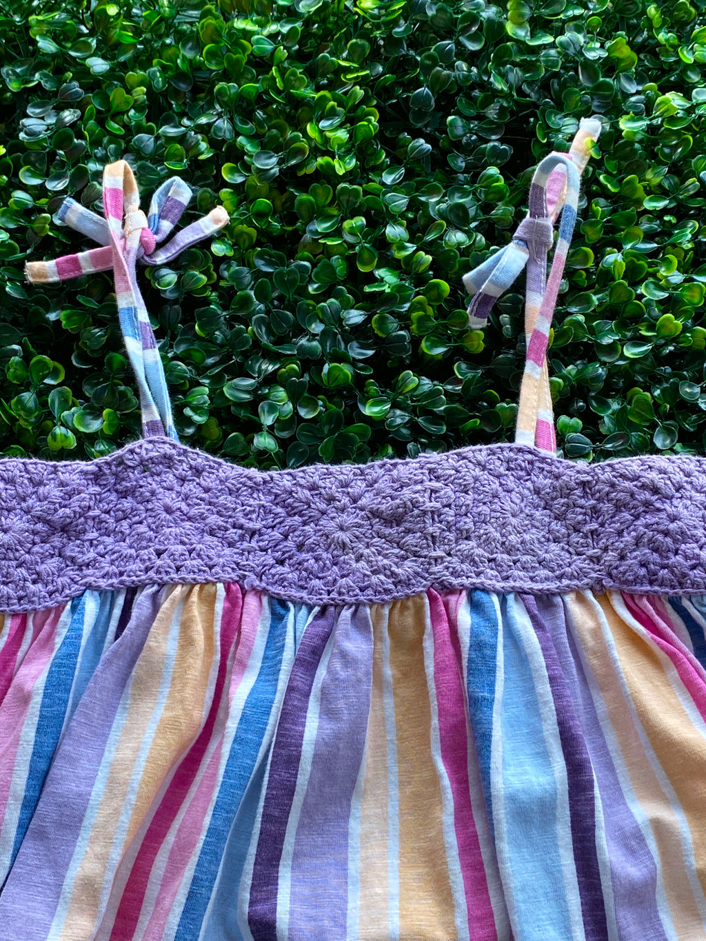Cotton On Kids Pastel Stripe Crochet-Bodice Sundress — detail