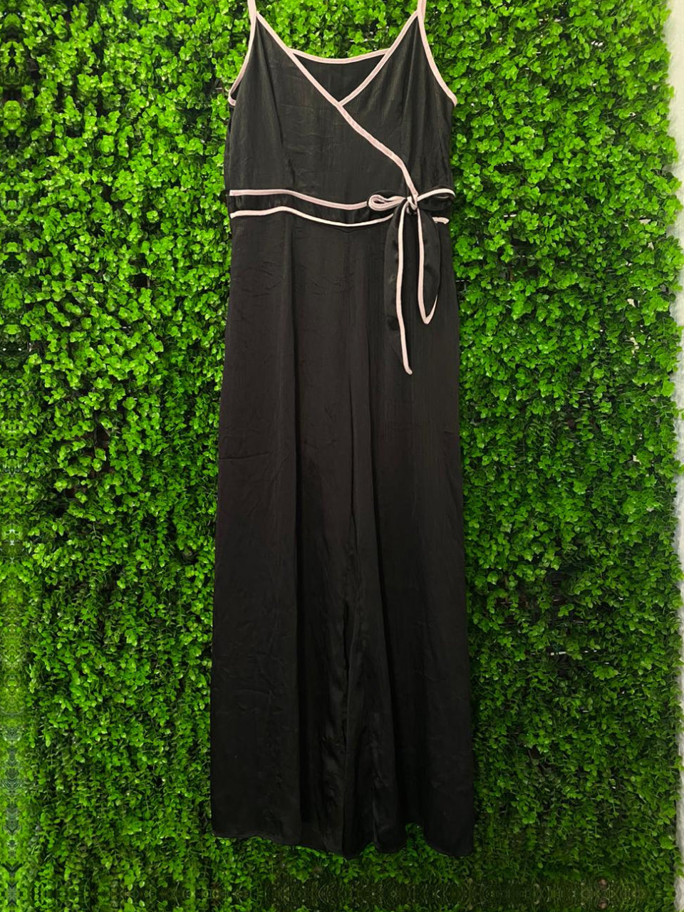 Black Wrap-Style Wide-Leg Jumpsuit