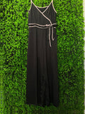 Black Wrap-Style Wide-Leg Jumpsuit