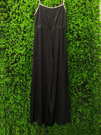 Black Wrap-Style Wide-Leg Jumpsuit