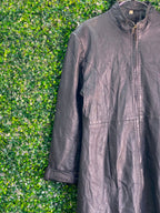 Real Leather Garments Black Longline Leather Coat — detail
